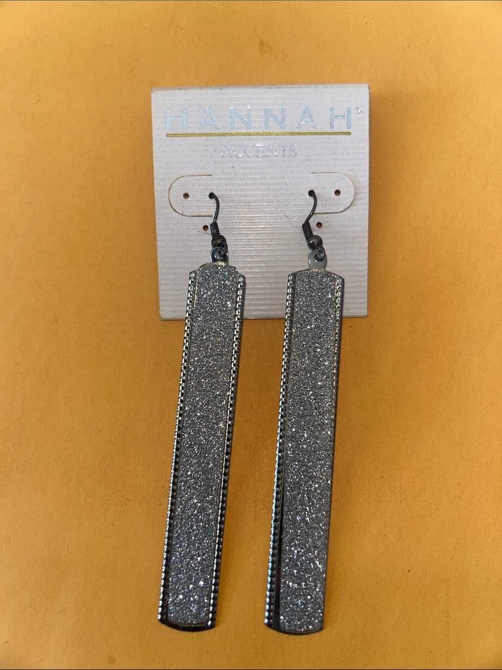 Hannah Silver Glitter Bar Dangle Earrings